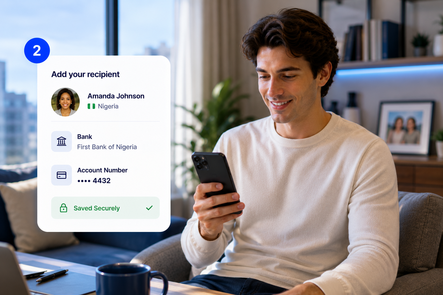 Secure recipient details form interface