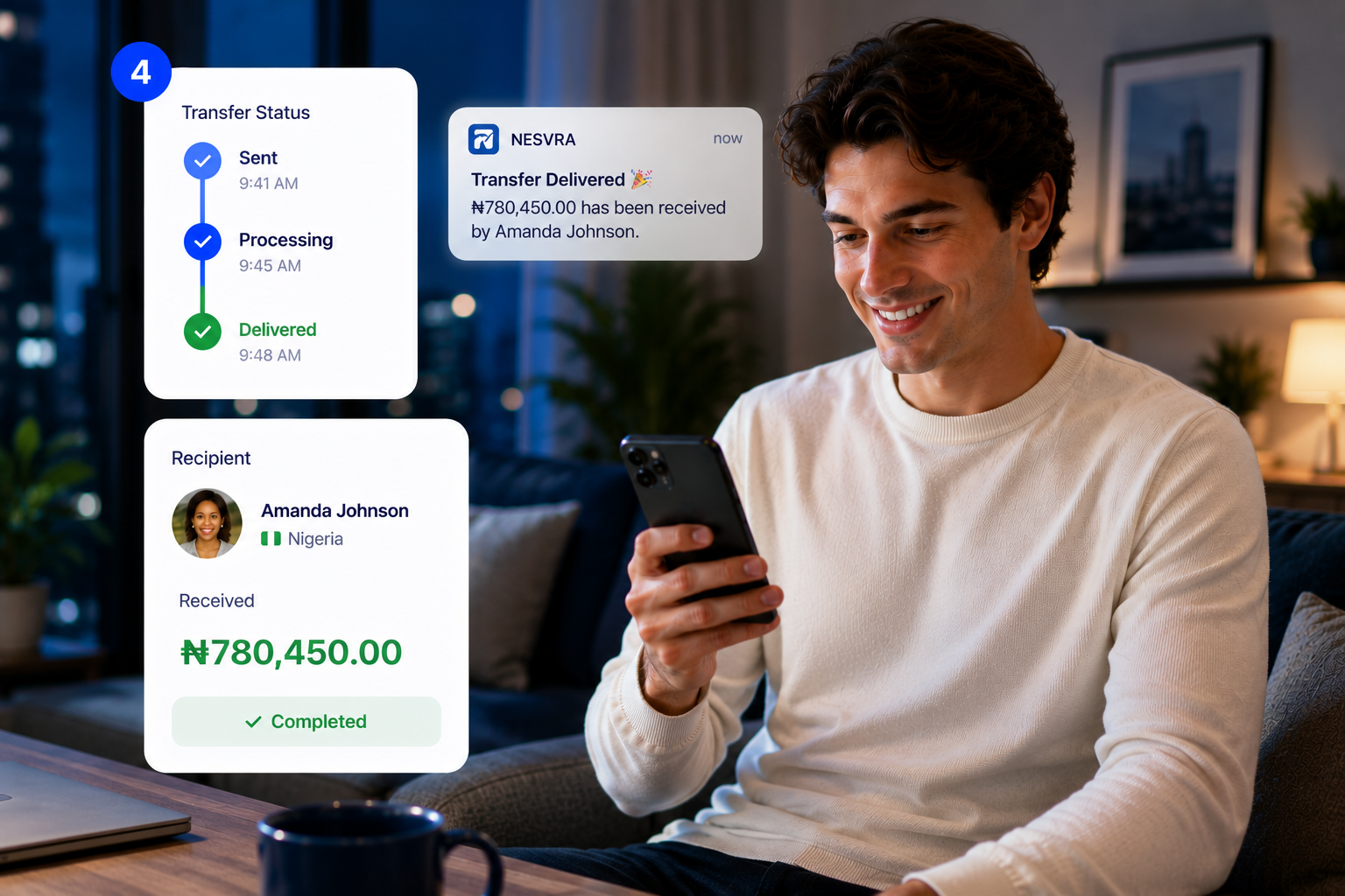 Real-time live progress tracking map and digital transaction receipt